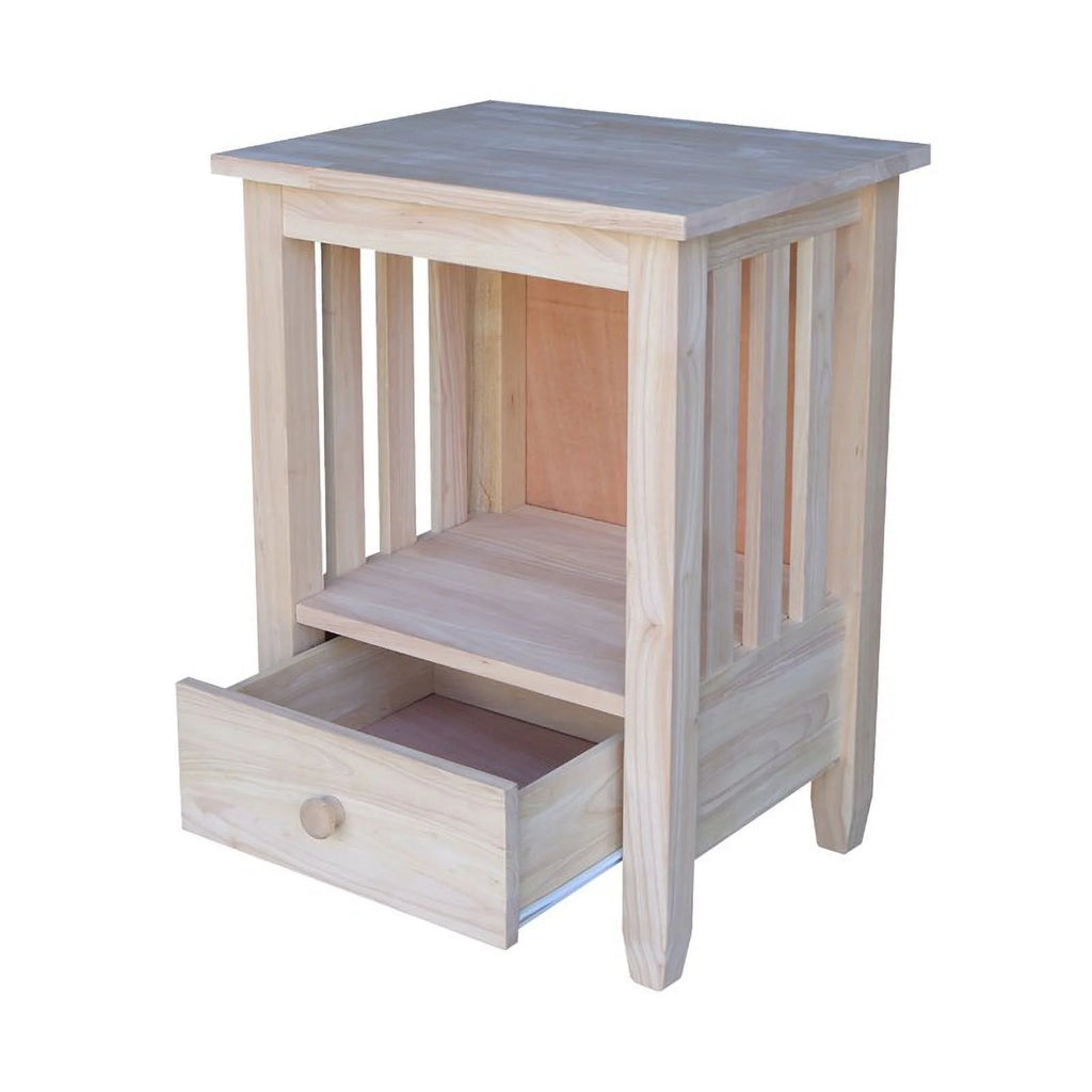 Solid Wood Unfinished End Table with Drawer D544162