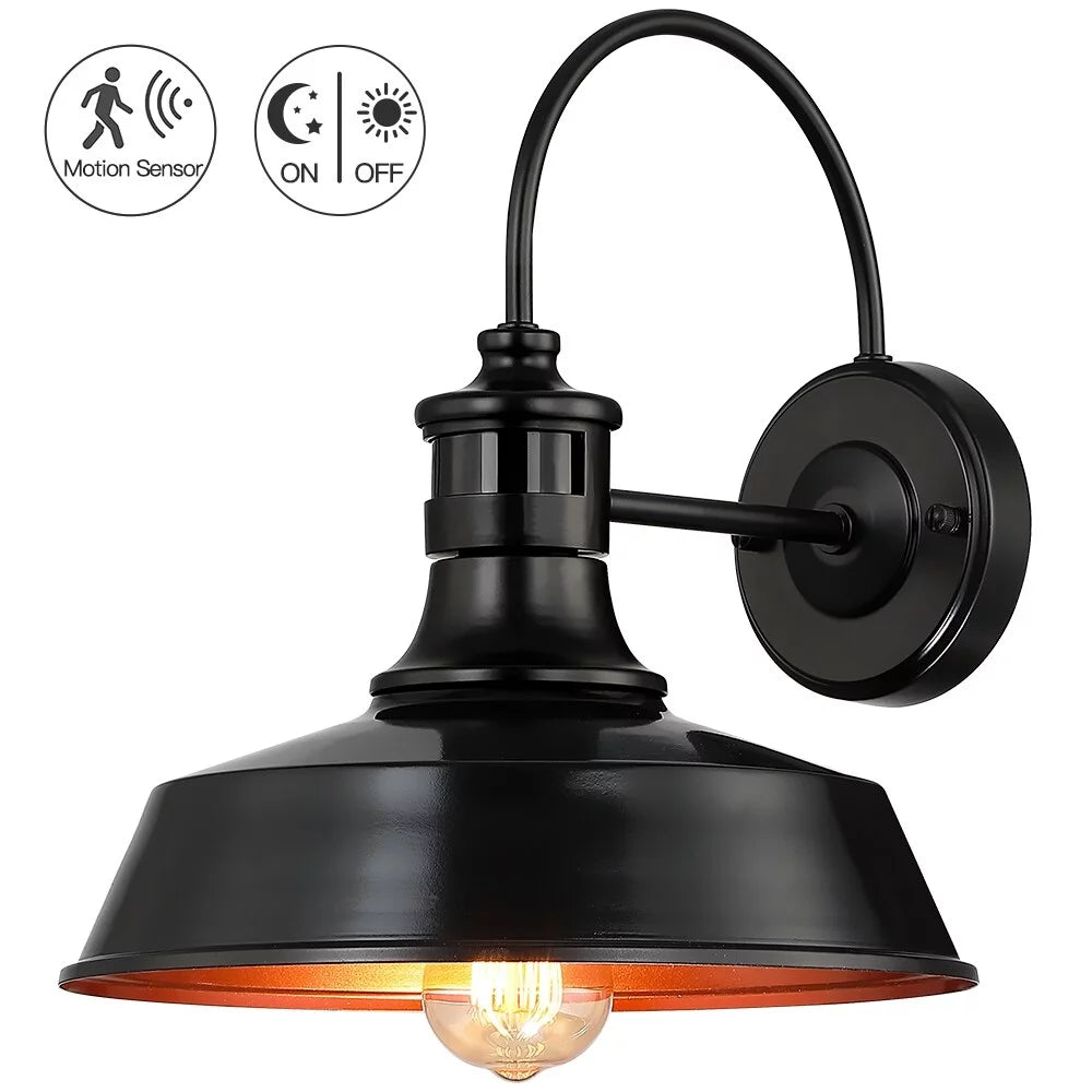 Black Motion Sensor Outdoor Wall Sconce S551270
