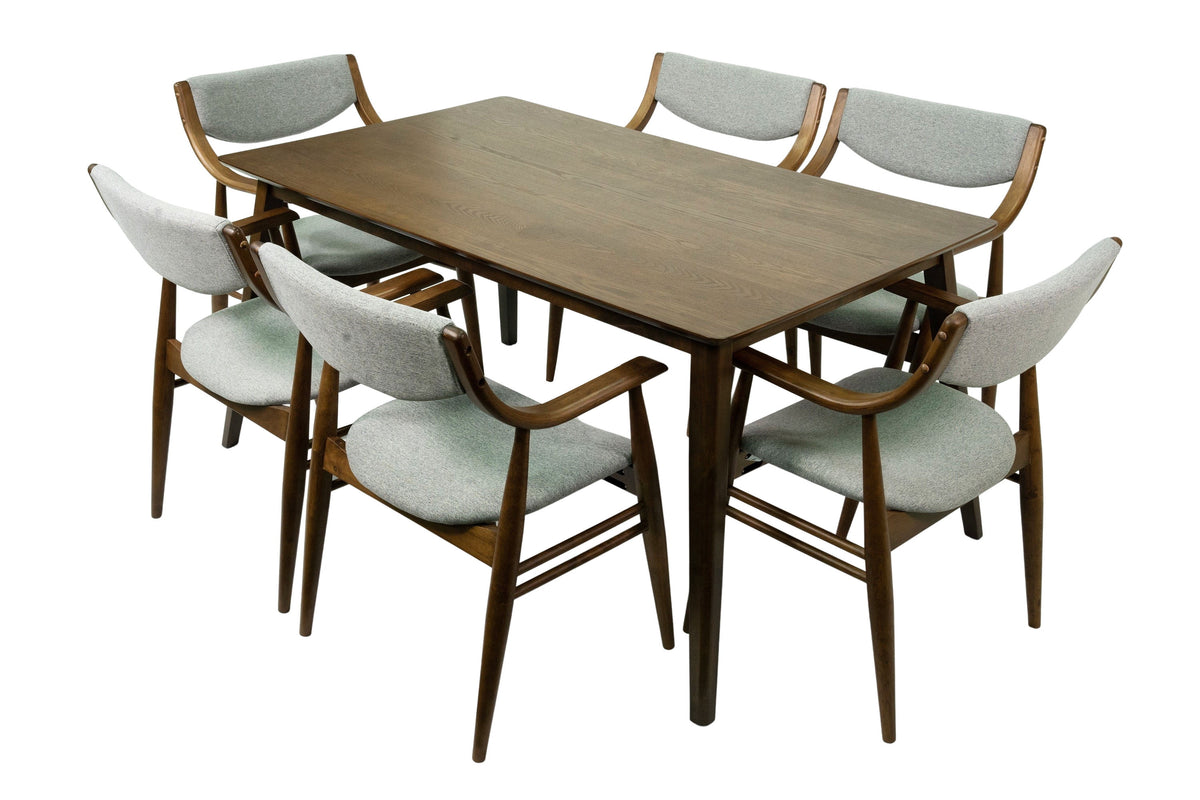 7-Piece Solid Wood Dining Table and 6 Chairs Q576242
