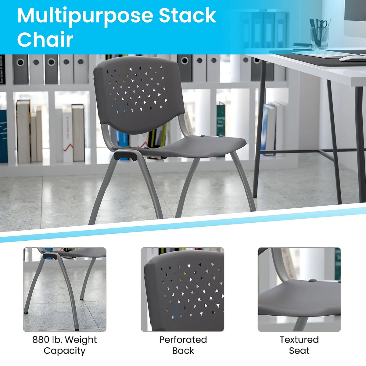 Gray Plastic Stack Chair N99775