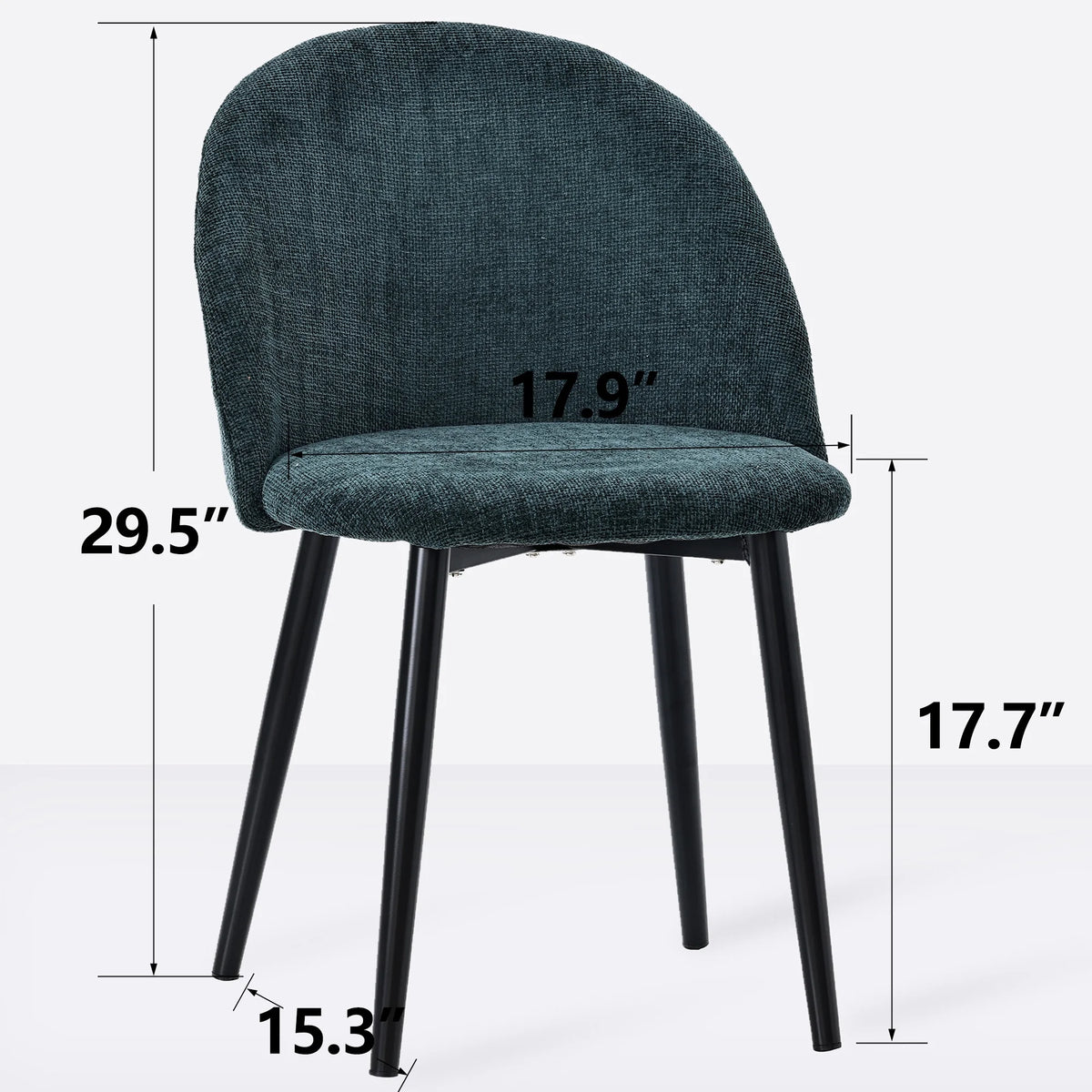 Green Linen Fabric Dining Chairs Set of 2 W9459