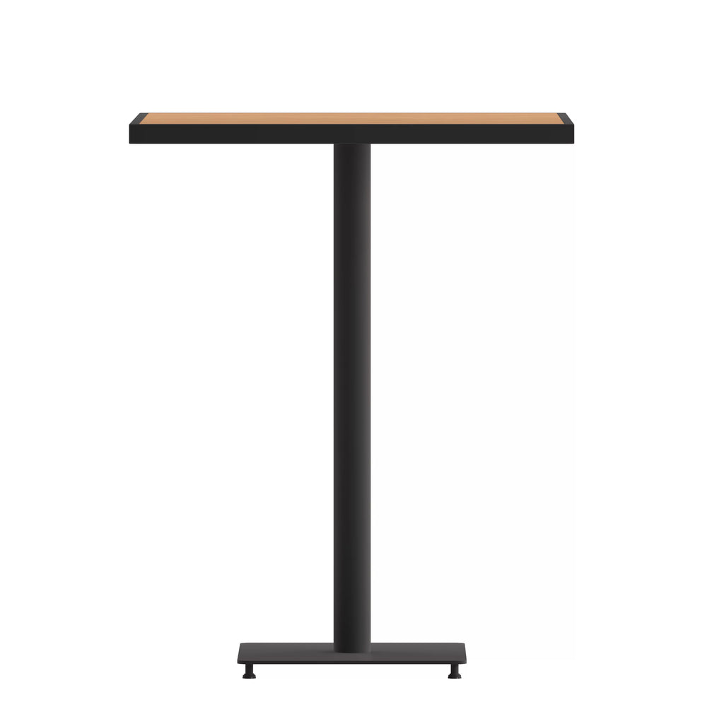 32" Square Outdoor Bar Height Table with Faux Teak Slats B4847