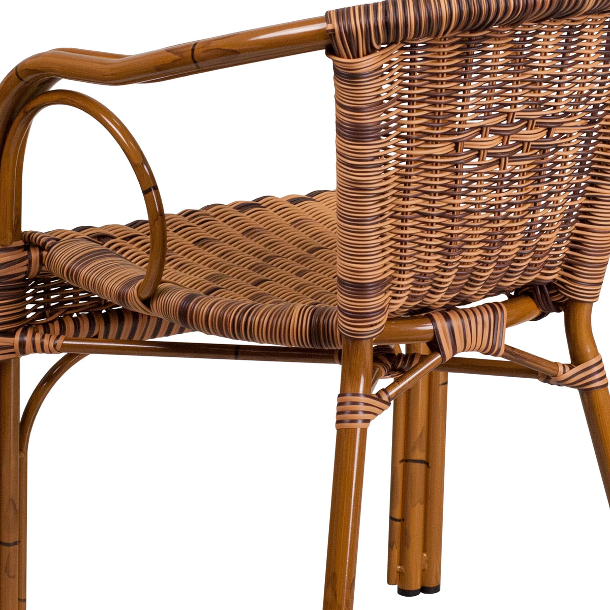Brown Rattan Patio Chair with Dark Red Frame G4901