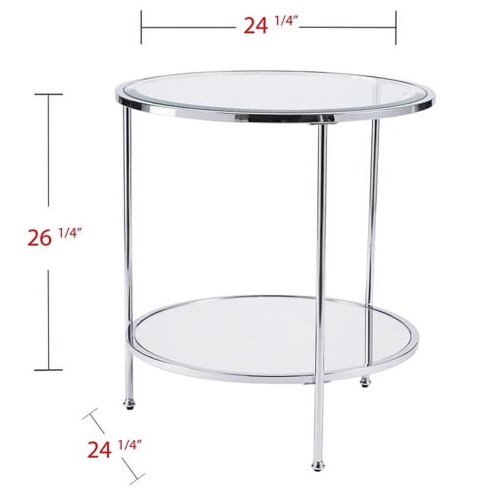 Mirrored Glass Round Coffee Table Set N929186