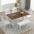 6 Pc Wood Dining Table Set with Chairs and Bench E902