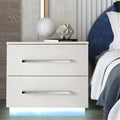 White High Gloss Nightstand with LED Light 2 Drawers Z825428