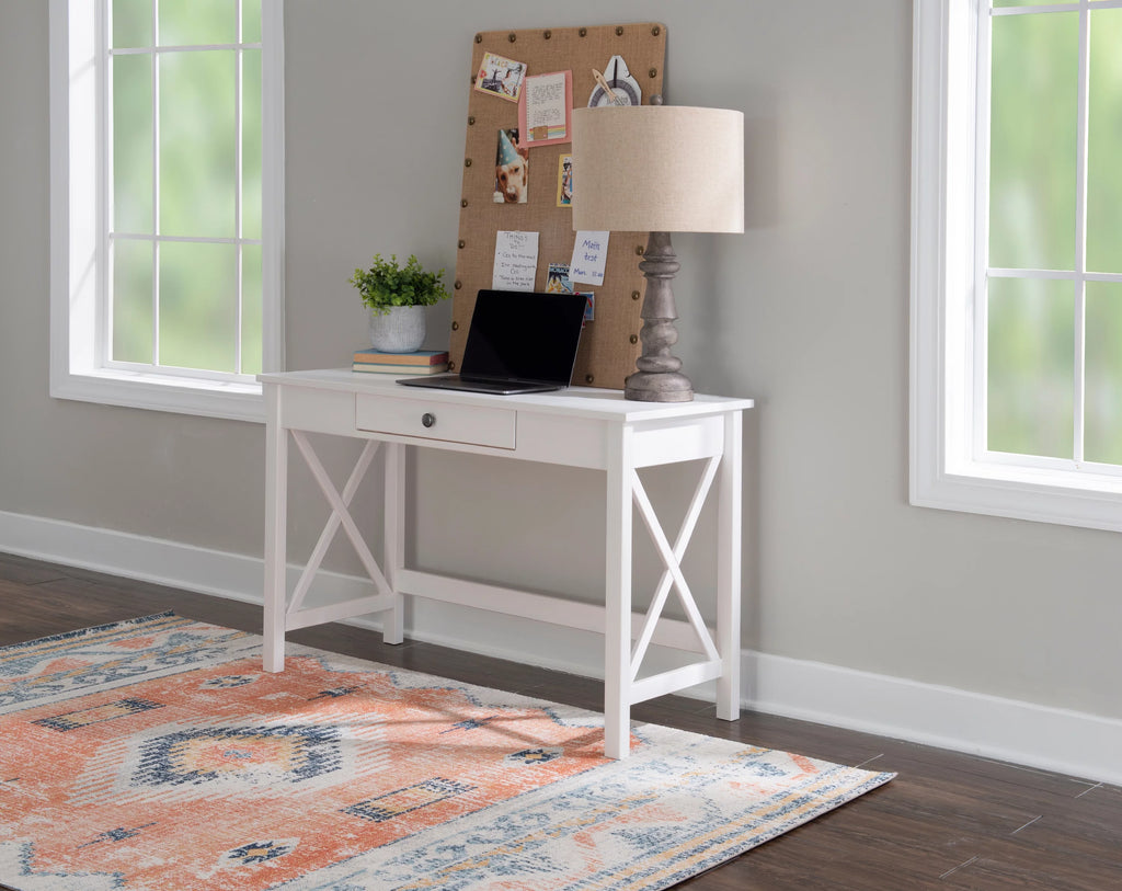 Antique White Single Drawer Writing Desk C666