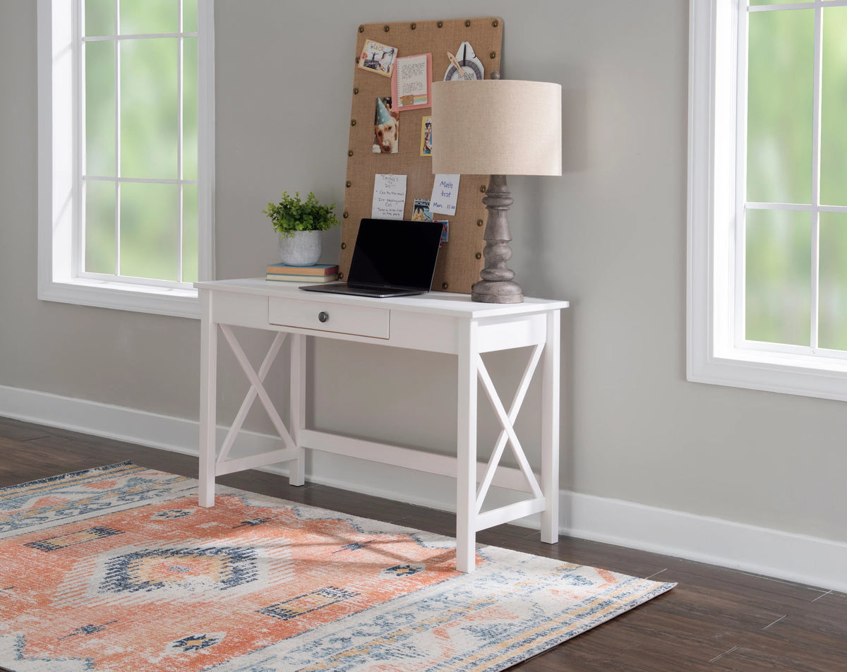 Antique White Single Drawer Writing Desk C666