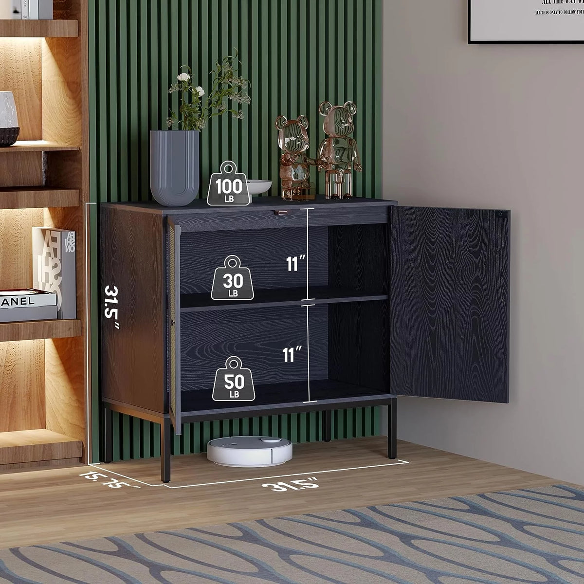 Black Rattan Storage Cabinet K554740