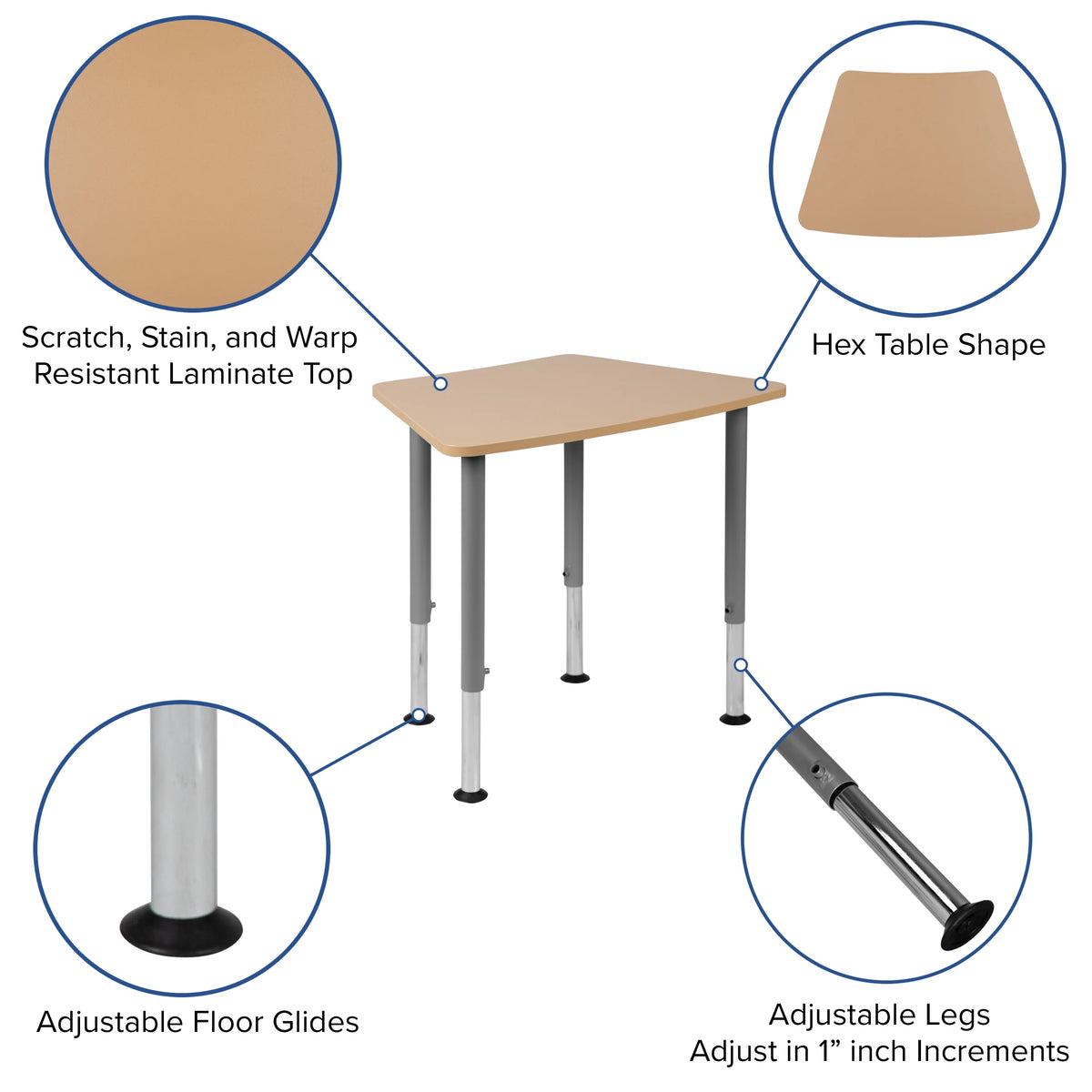 Hex Adjustable Student Desk Y909836