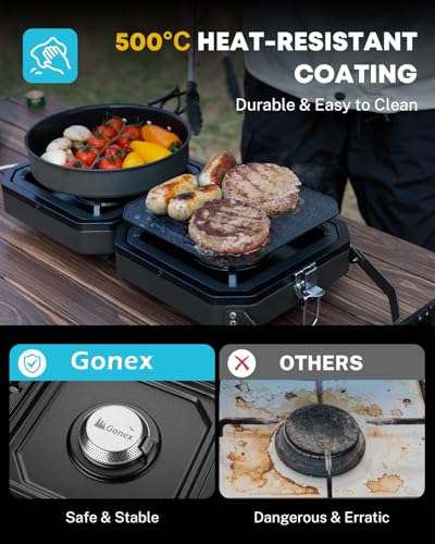 2 Burner Propane Camping Stove with Griddle & Grates D882521
