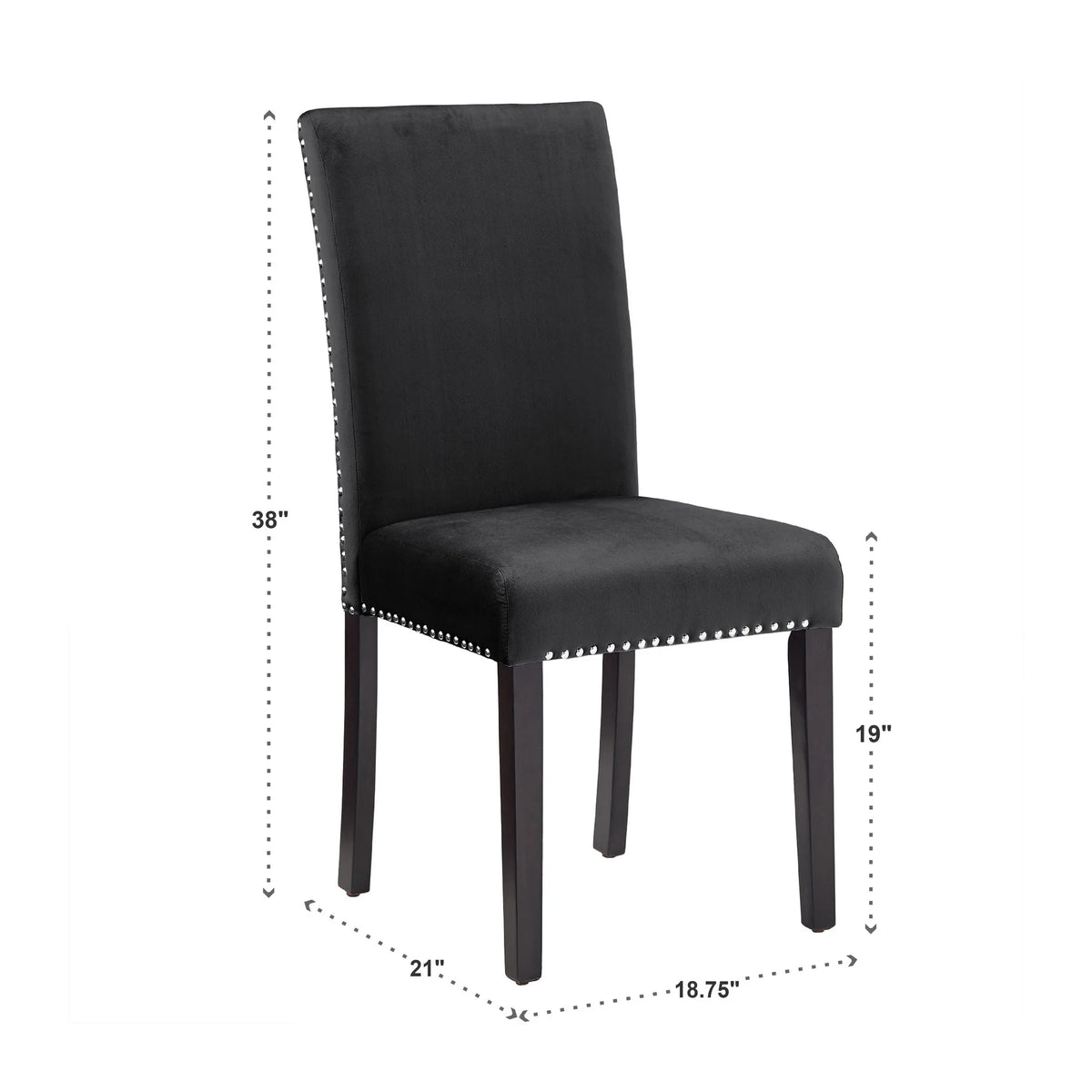 Black Velvet Upholstered Dining Chairs Set of 2 J9788