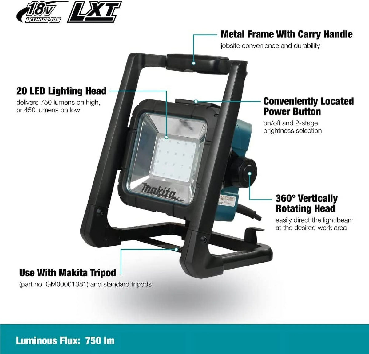 18V Lithium-Ion Cordless Corded 20 L.E.D. Flood Light V818102