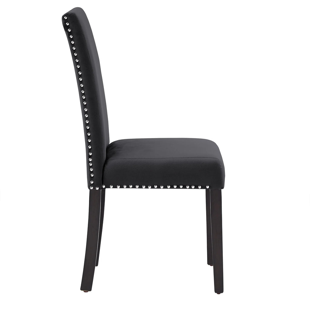 Black Velvet Upholstered Dining Chairs Set of 2 J9788