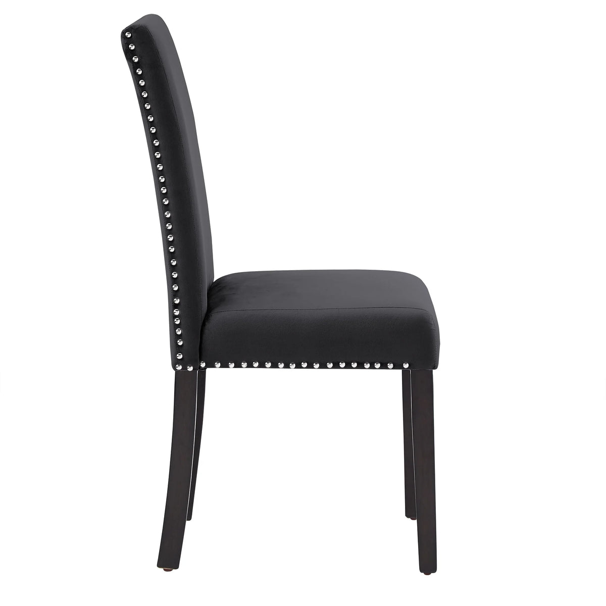Black Velvet Upholstered Dining Chairs Set of 2 J9788