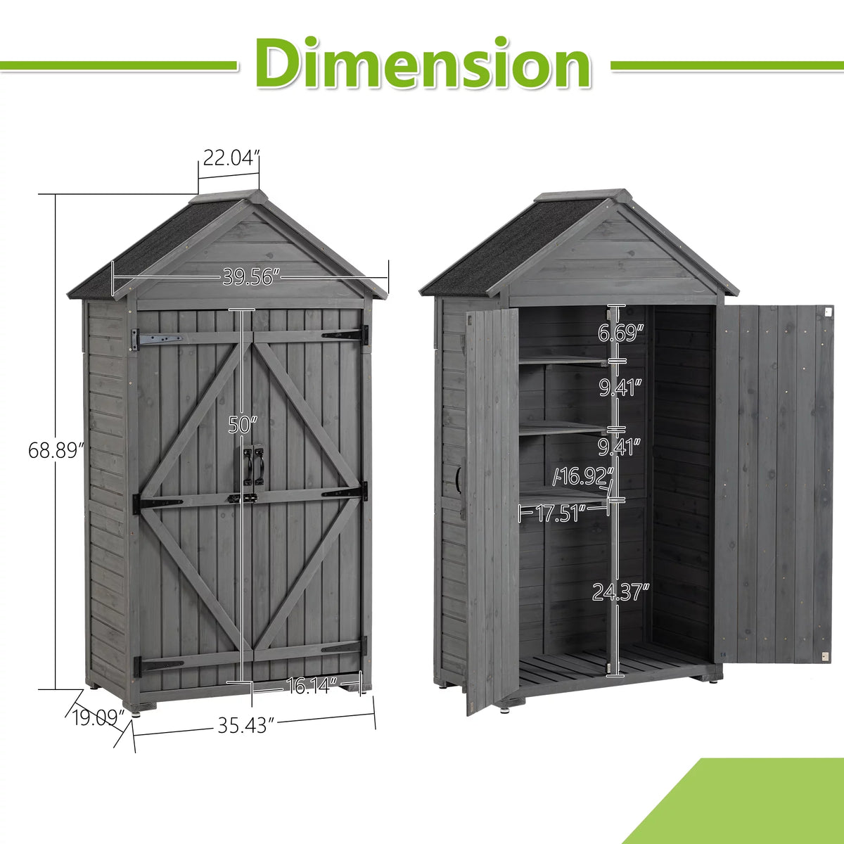 Outdoor Wood Storage Cabinet with Shelves and Latch Q38016