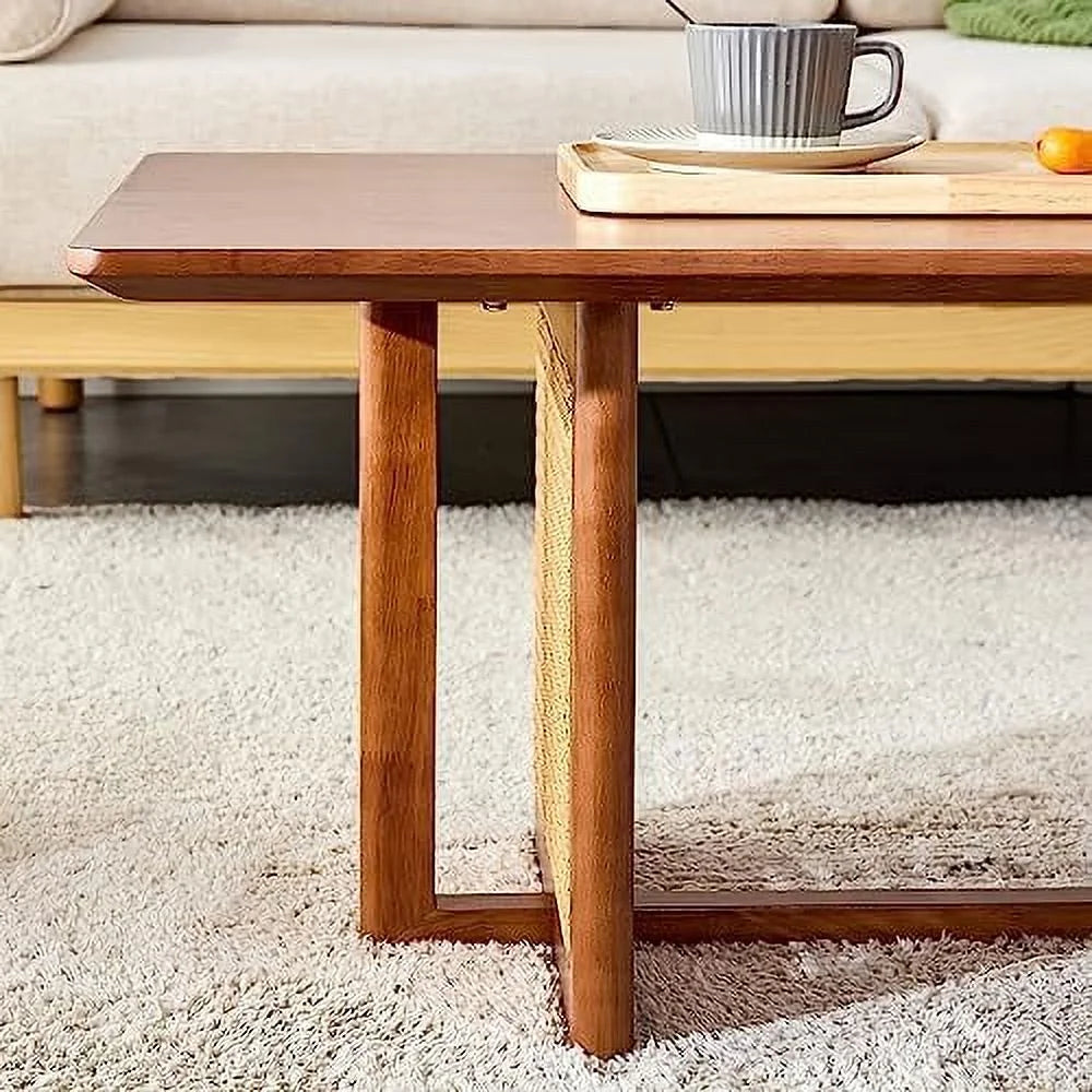 Rectangle Rustic Wood Coffee Table with Metal Legs P669227