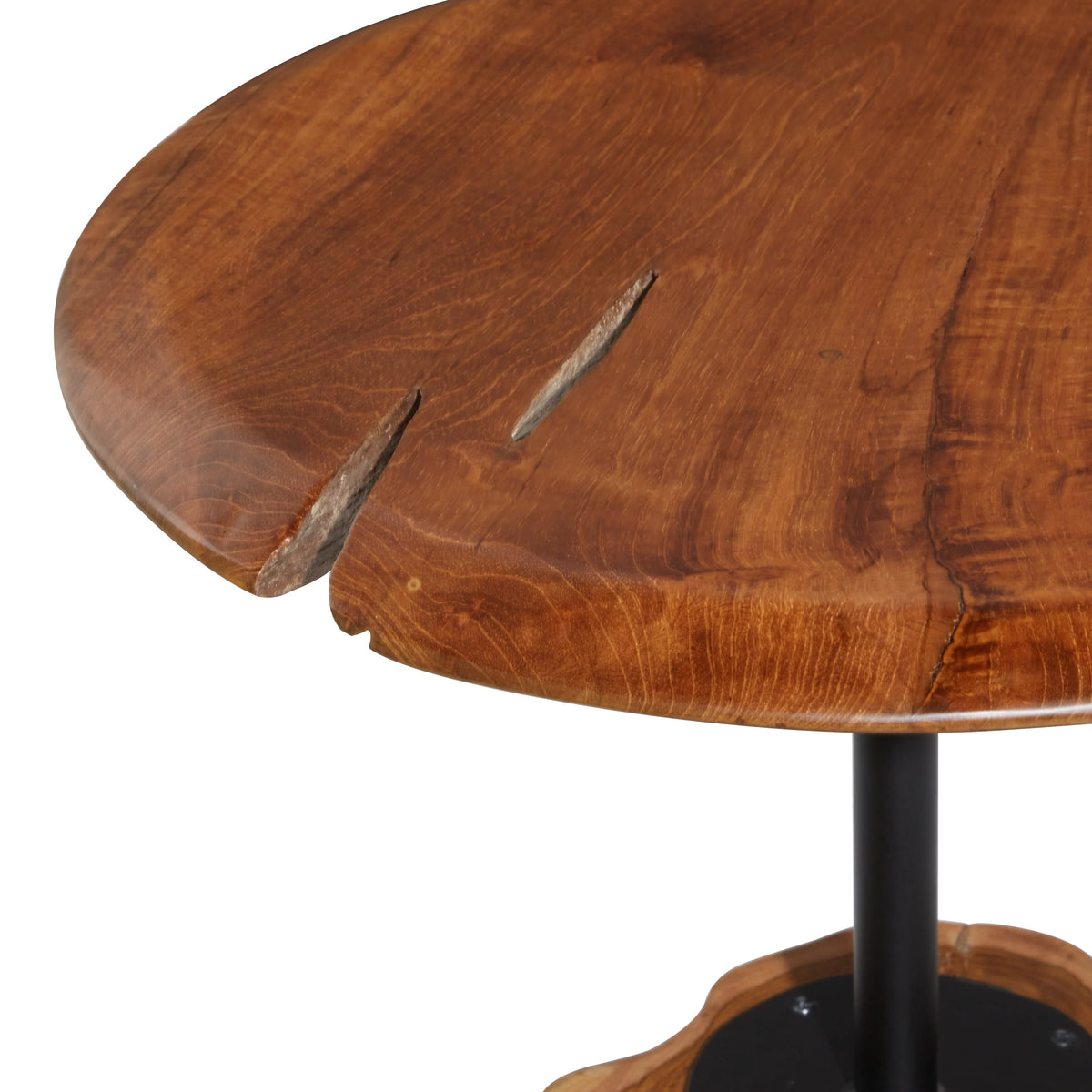 Brown Teak Wood Live Edge Accent Table with Tree Stump Base N908