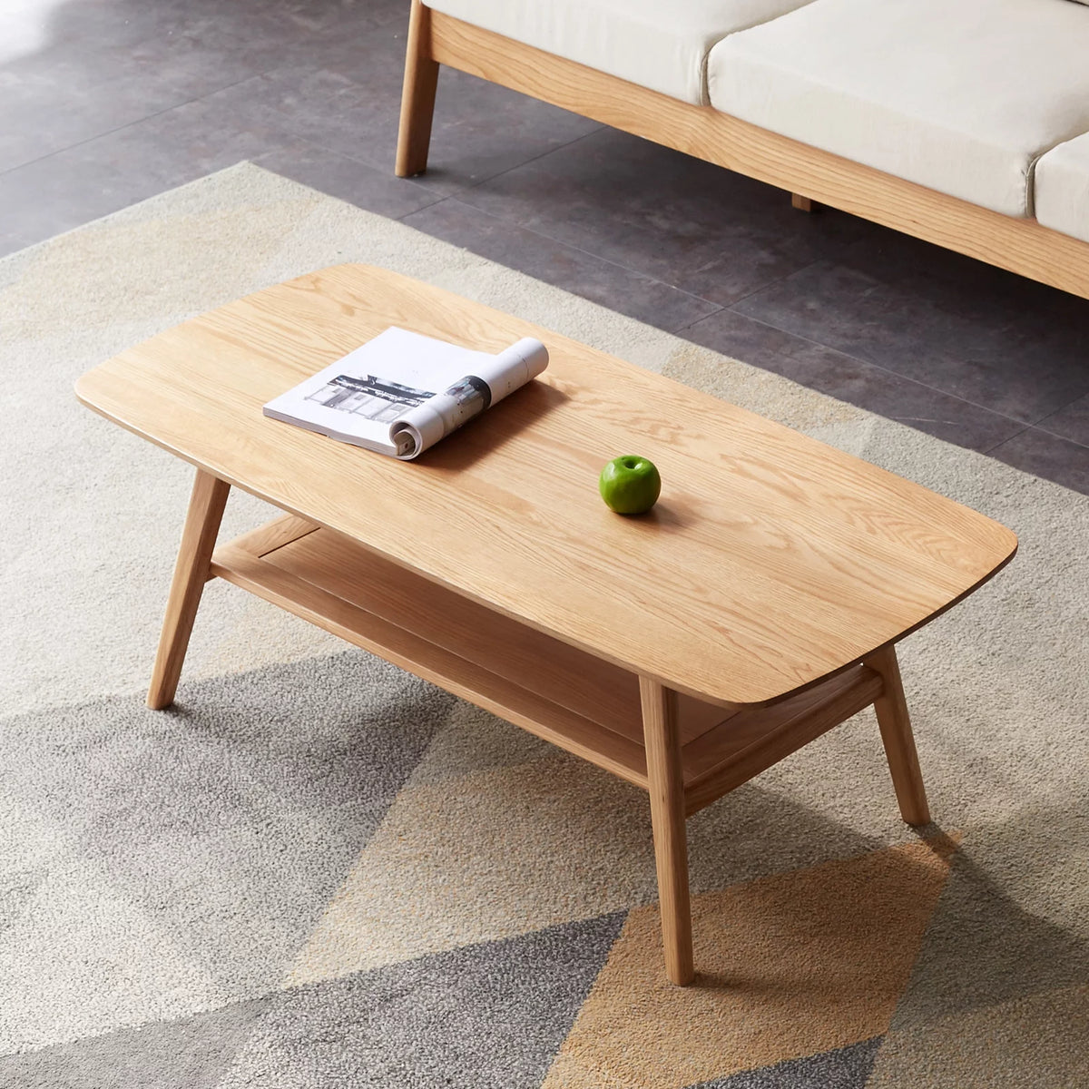 Wood Coffee Table with Storage Shelf N941