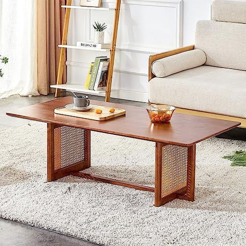 Rectangle Rustic Wood Coffee Table with Metal Legs P669227