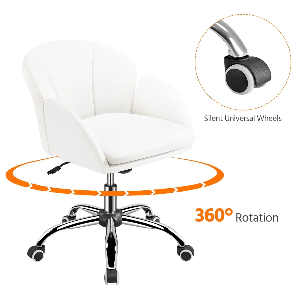 White Swivel Rolling Desk Chair with Armrests X209