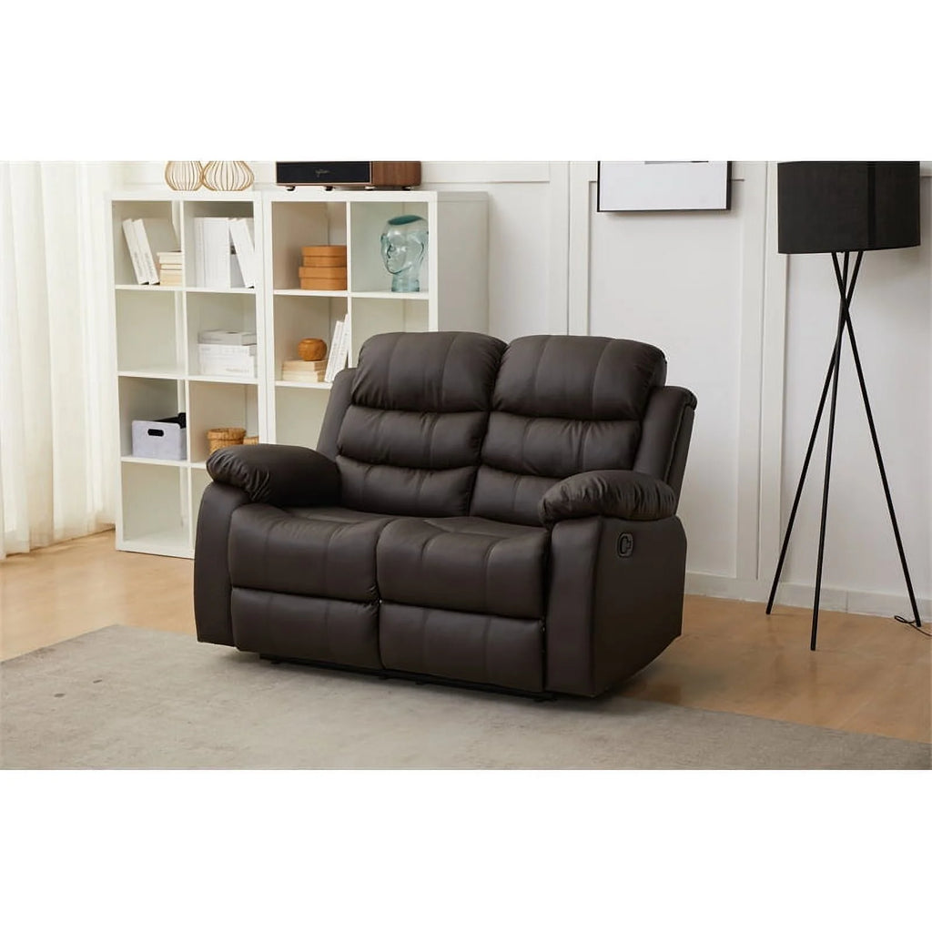 Brown Faux Leather Loveseat X32434