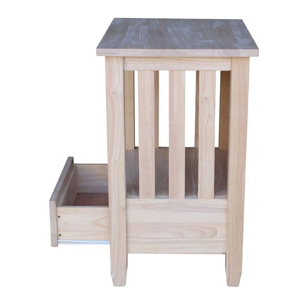 Solid Wood Unfinished End Table with Drawer D544162