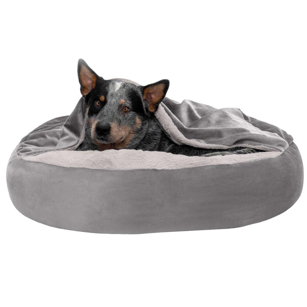 Velvet Faux Fur Hooded Donut Bed R347395