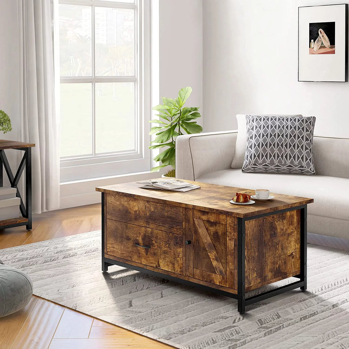 41.7" Lift Top Coffee Table with Storage Drawer Y847
