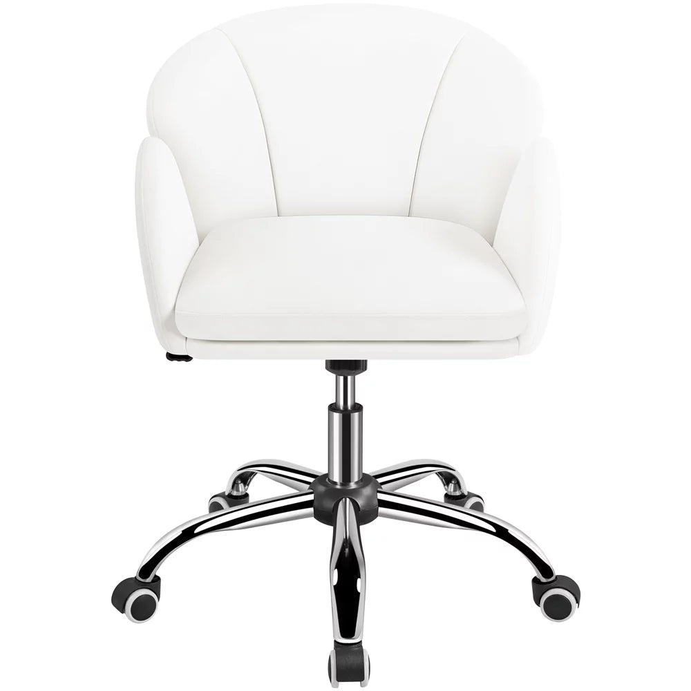 White Swivel Rolling Desk Chair with Armrests X209