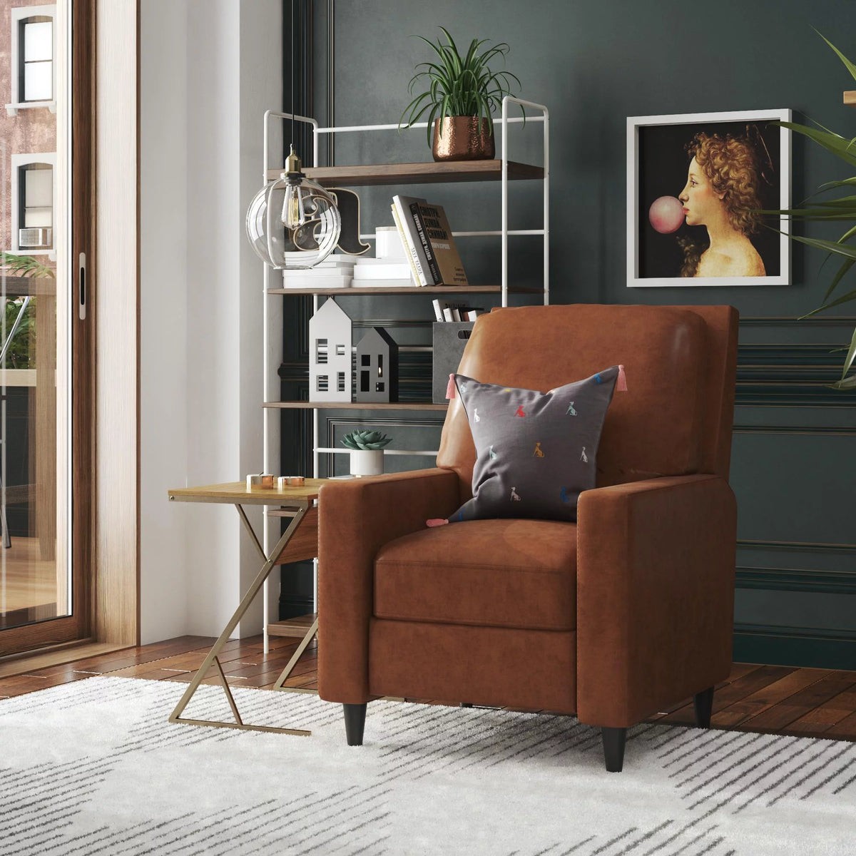 Camel Faux Leather Pushback Recliner P55326