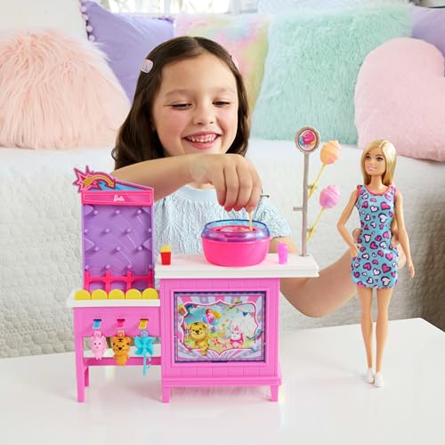 Doll & Cotton Candy Game Booth Playset with 20 Accessories D48028