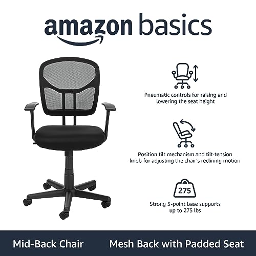 Black Mesh Adjustable Office Desk Chair with Armrests K592693