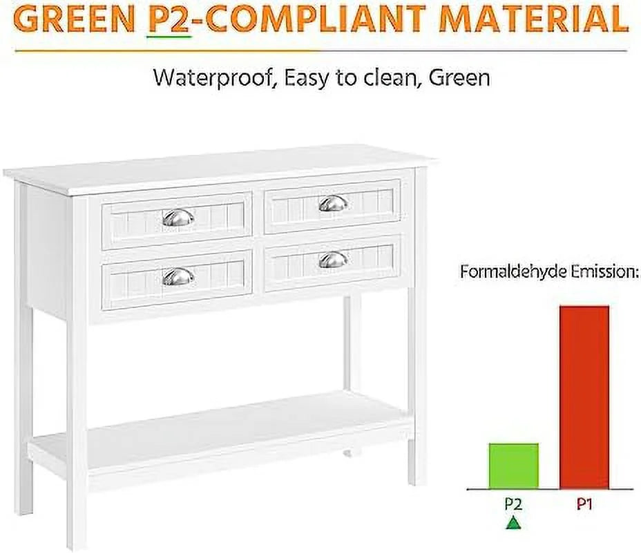 White 4 Drawer 2 Tier Console Table N954953