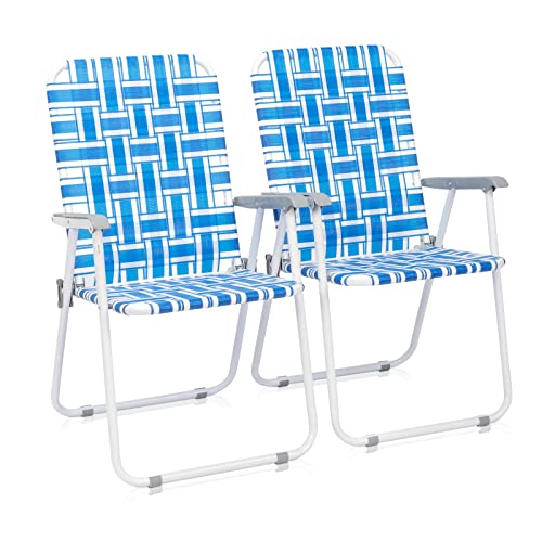 Set of 2 Yellow Webbed Folding Lawn Chair T3764