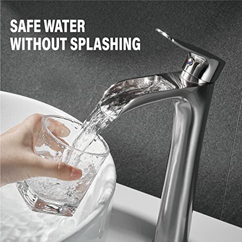Matte Black Single Hole Waterfall Vessel Sink Faucet X5597