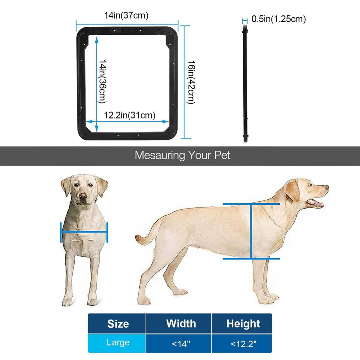 Lockable Dog Screen Door 12x14x0.4 Inch O62580