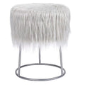 Grey Faux Fur Storage Ottoman J3789