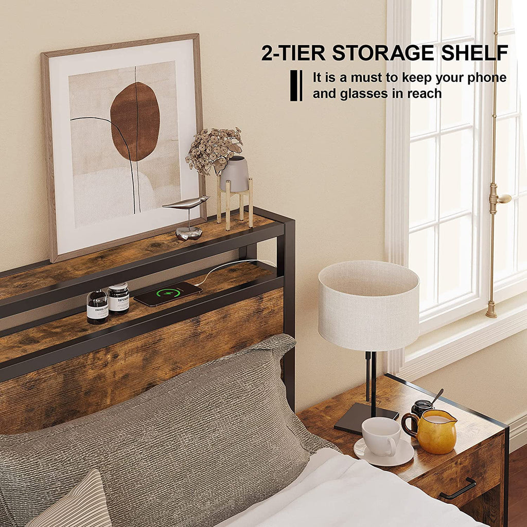 Queen Bed Frame with Industrial Headboard P9411