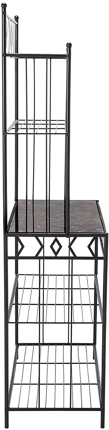 5 Tier Black Metal & Wood Kitchen Storage Rack D6030