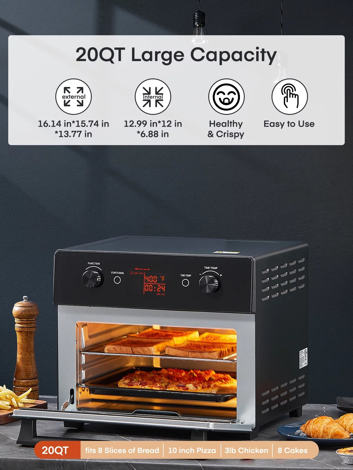 20QT Convection Air Fryer Toaster Oven Combo D587