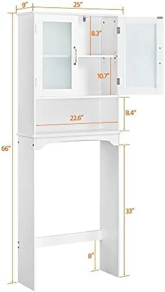 Over The Toilet Tempered Glass Cabinet with Toilet Rack T180356