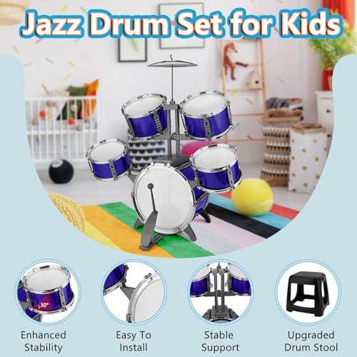 5 Piece Kids Drum Set with Stool K6559