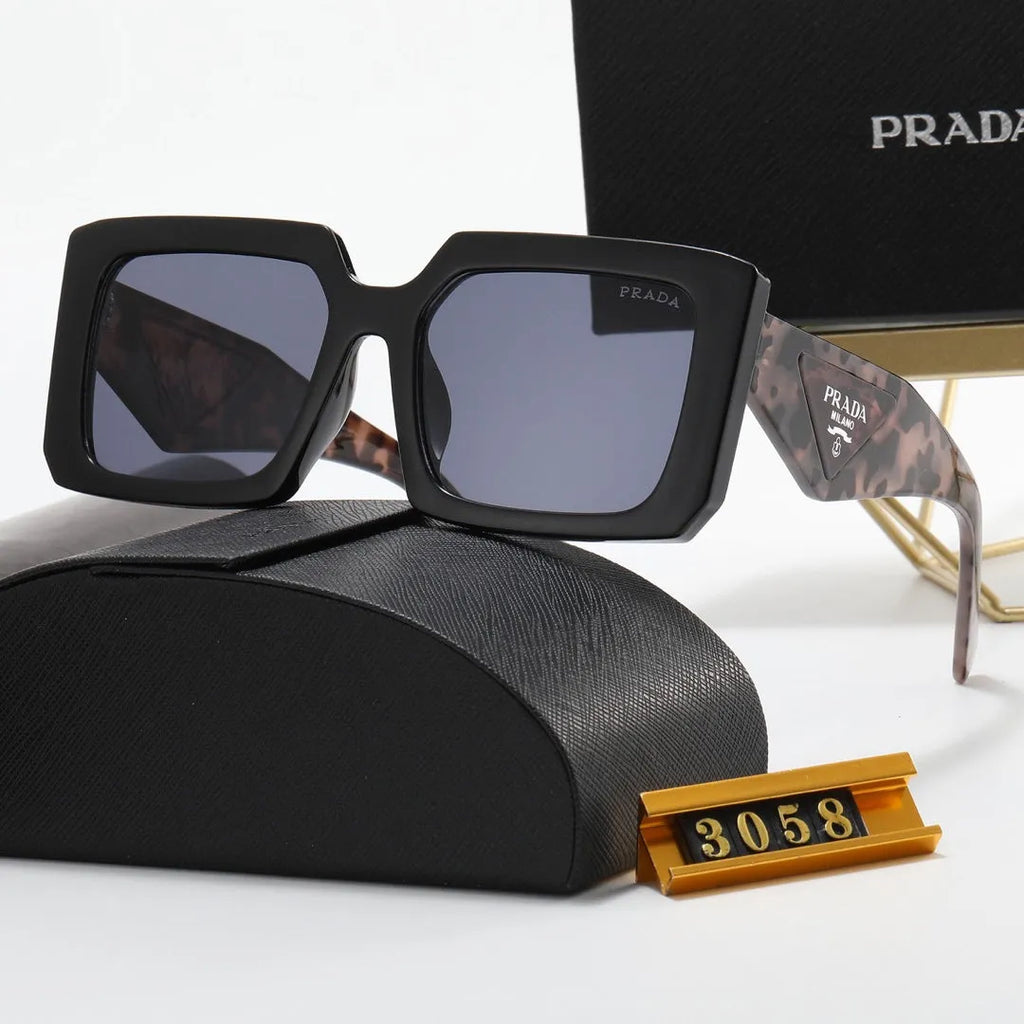 Triangle Letter Leopard Print Polarized Sunglasses T4564