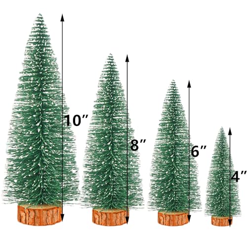 Mini Christmas Trees with Snow and Wooden Base N381