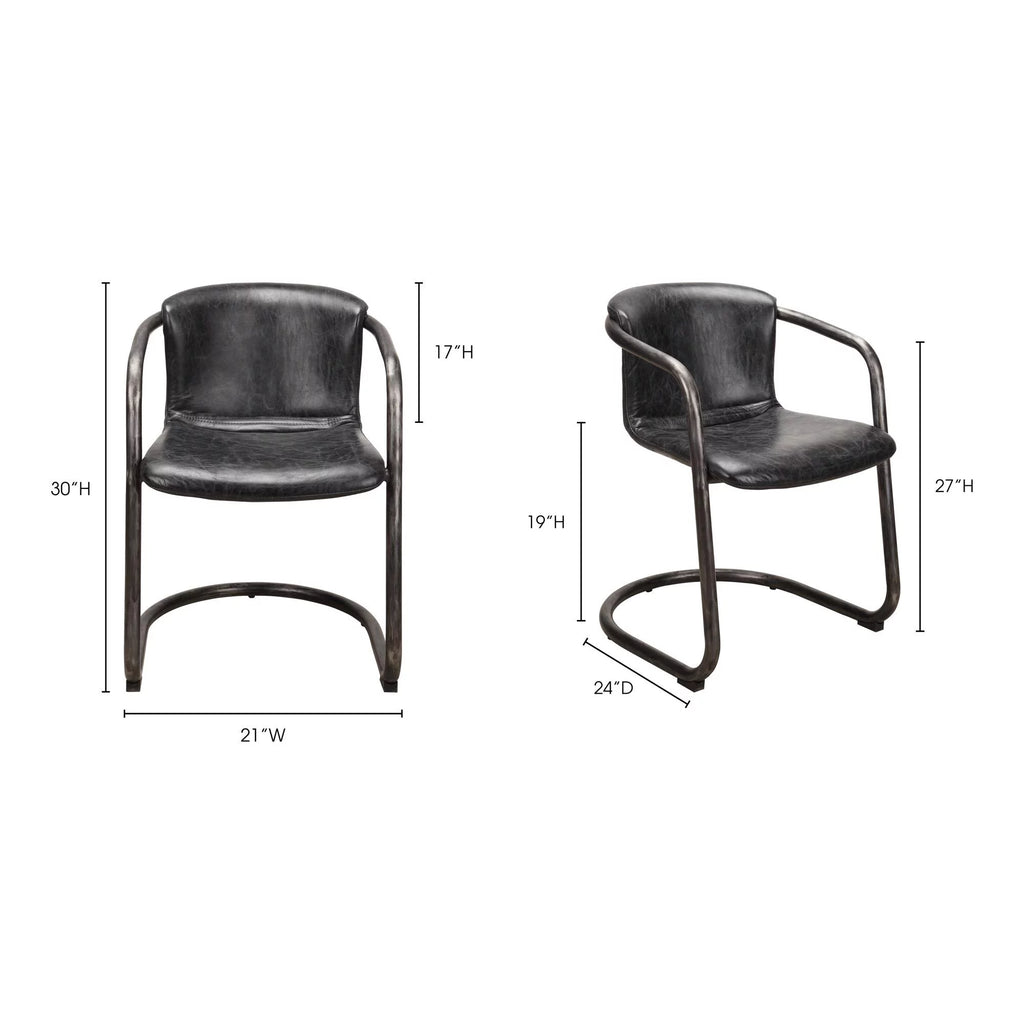 Onyx Black Leather Dining Chair Set Of Two S6510