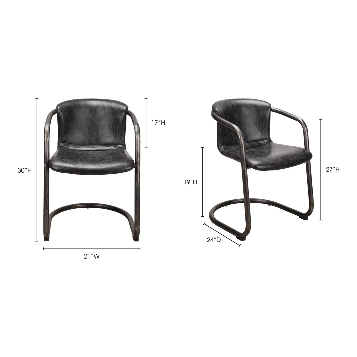 Onyx Black Leather Dining Chair Set Of Two S6510