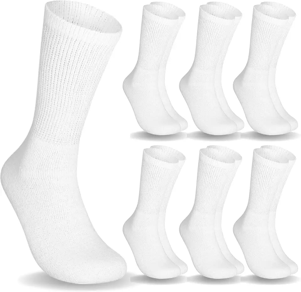 6 Pairs Non-Binding Diabetic Crew Socks A590822