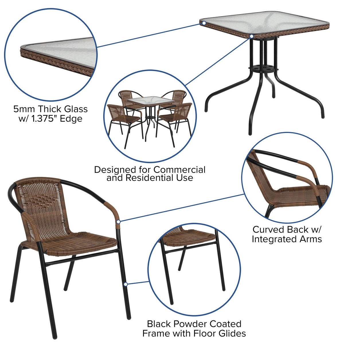 Lightweight 5-piece Outdoor Dining Set B475073