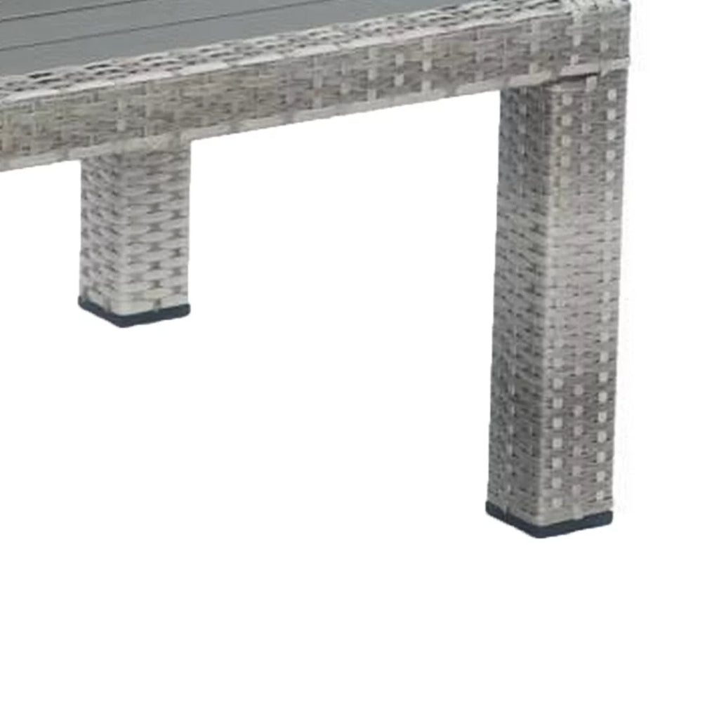 46 Inch Gray Faux Wood Woven Resin Wicker Outdoor Coffee Table A875